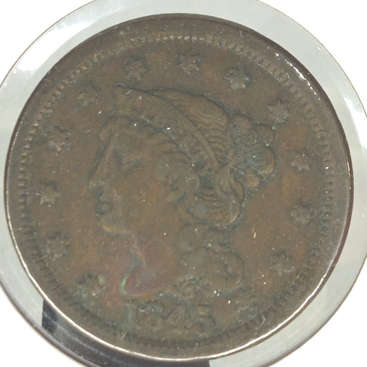 1845-P Braided Hair Large Cent Ungraded Fine