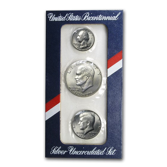 1976 Silver Uncirculated Set 3-Coin 25c-$1