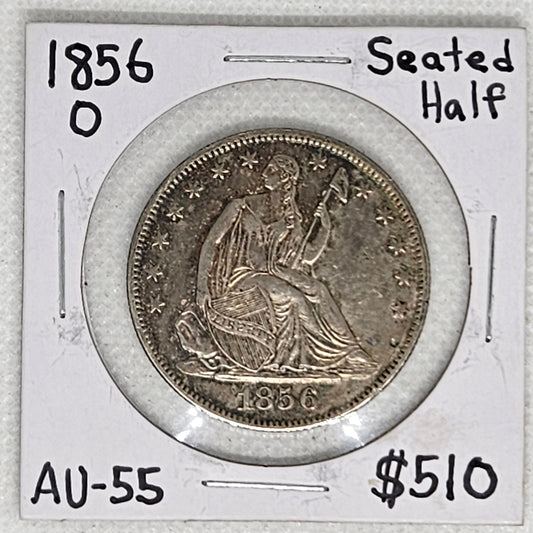 1856-O Seated Liberty Half Dollar Ungraded Almost Uncirculated