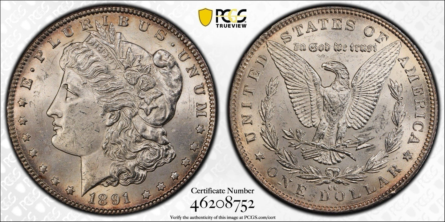 1891 CC Morgan Dollar - PCGS MS62 ( 40521 )