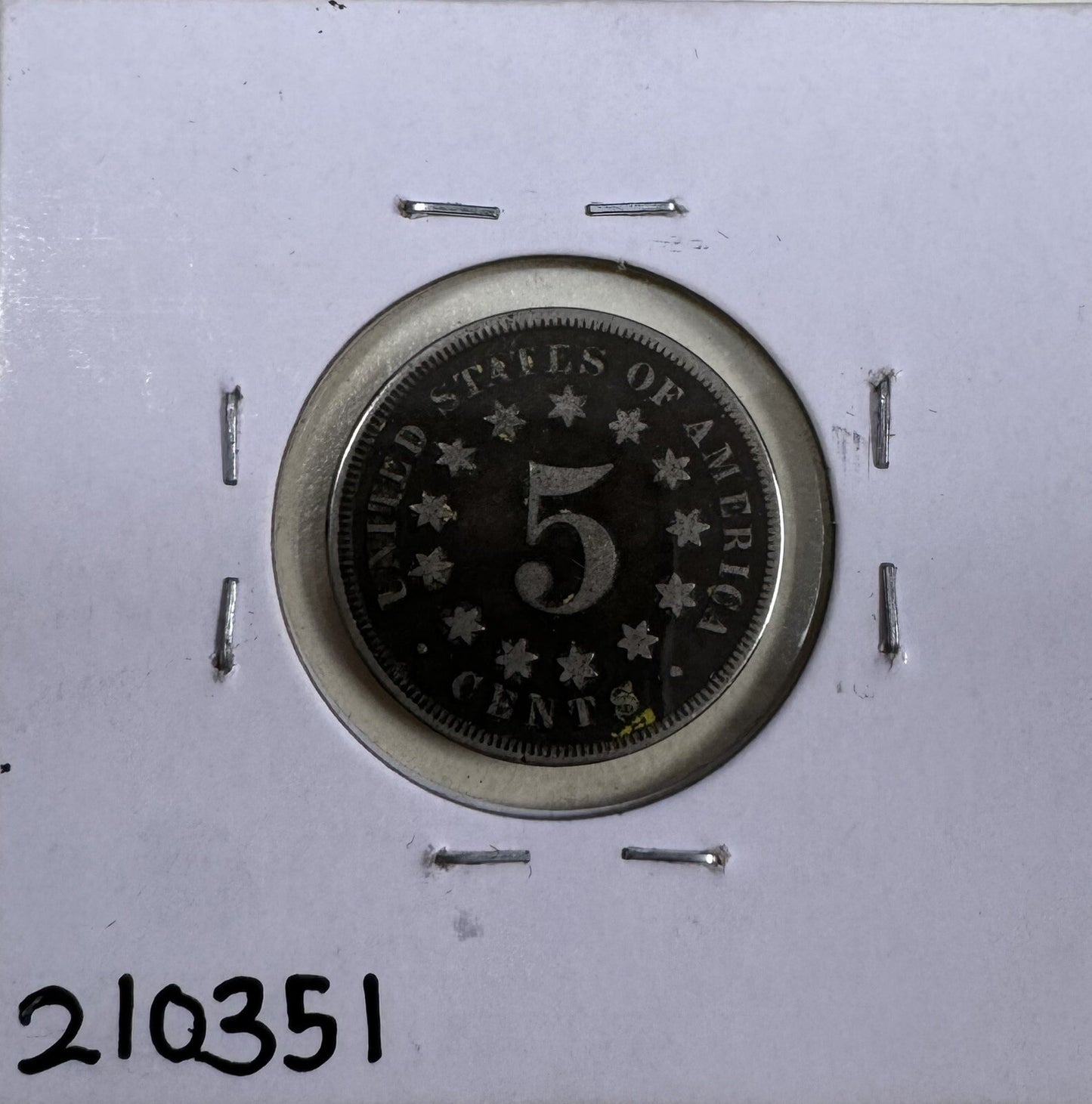 1867 Shield Nickel W/O Rays - Very Good ( 210351 )