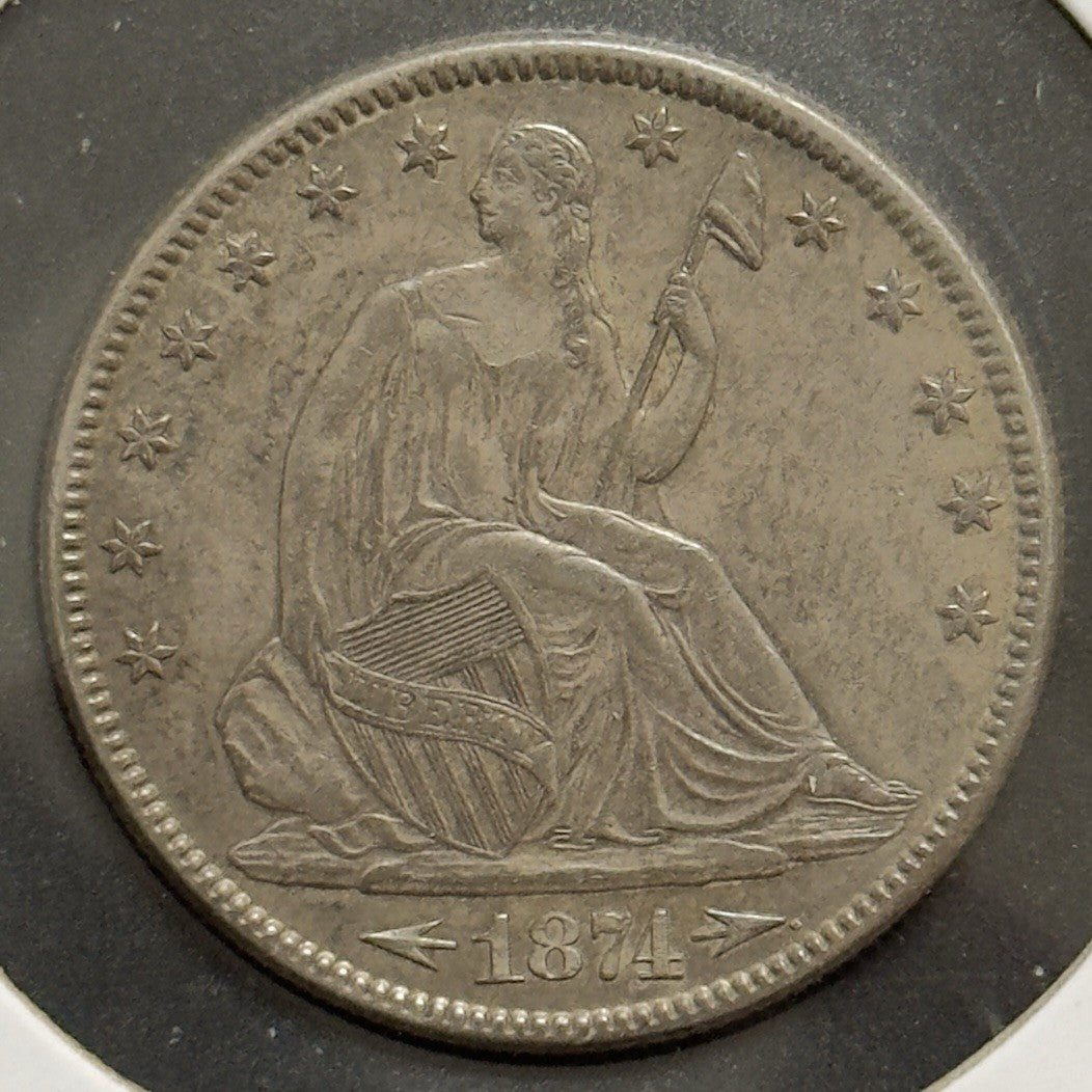 1874 Seated Half Dollar - Almlst Uncirculated *Crackout* ( 40500 )