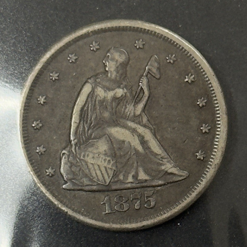 1875 CC Twenty Cent Piece - Very Fine *Crackout* ( 40476 )