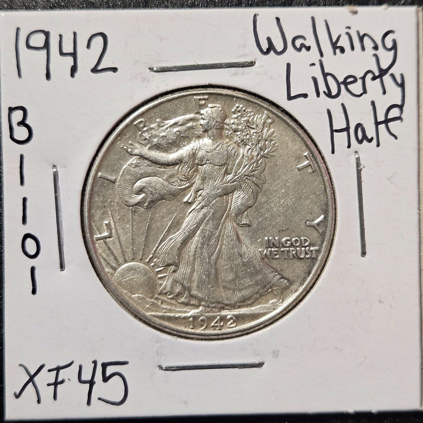 1942-P Walking Liberty Half Dollar Ungraded Extra Fine B1101