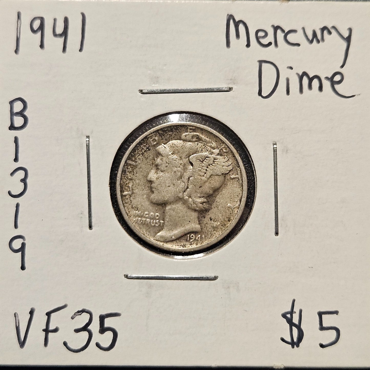 1941-P Mercury Dime Ungraded Very Fine B1319