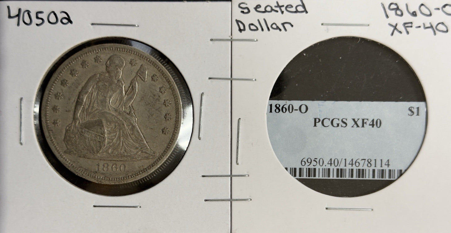 1860 O Seated Dollar - Extra Fine *Crackout* ( 40502 )