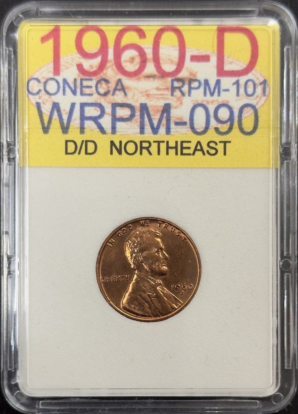 1960-D/D Lincoln Cent Error RPM-101 Wexler WRPM-090 ( 40711 )