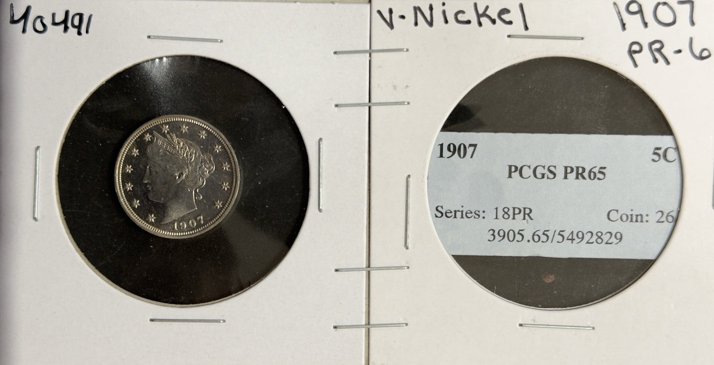 1907 V Nickel - Proof *Crackout* ( 40491 )