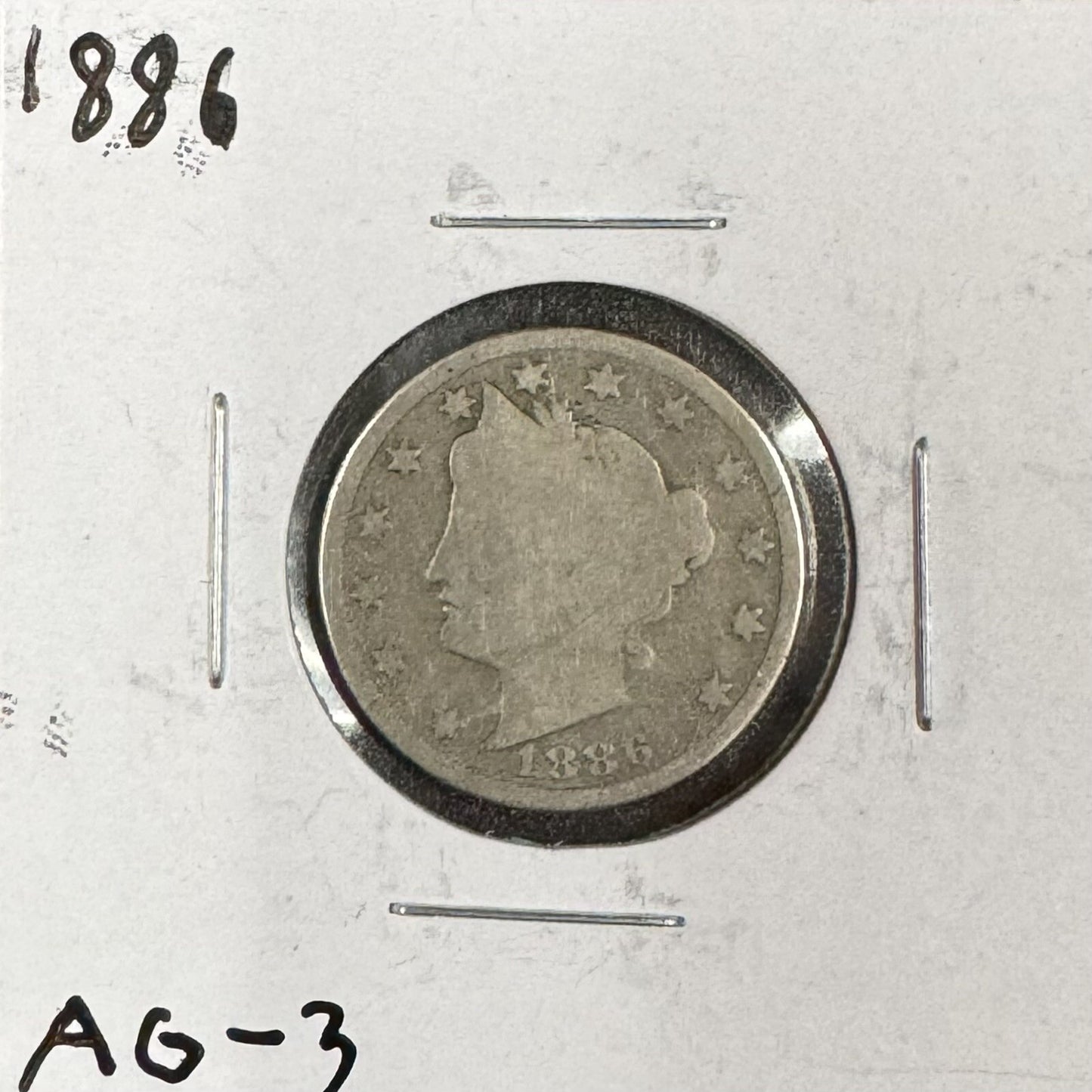 1886 V Nickel - About Good ( 210540 )