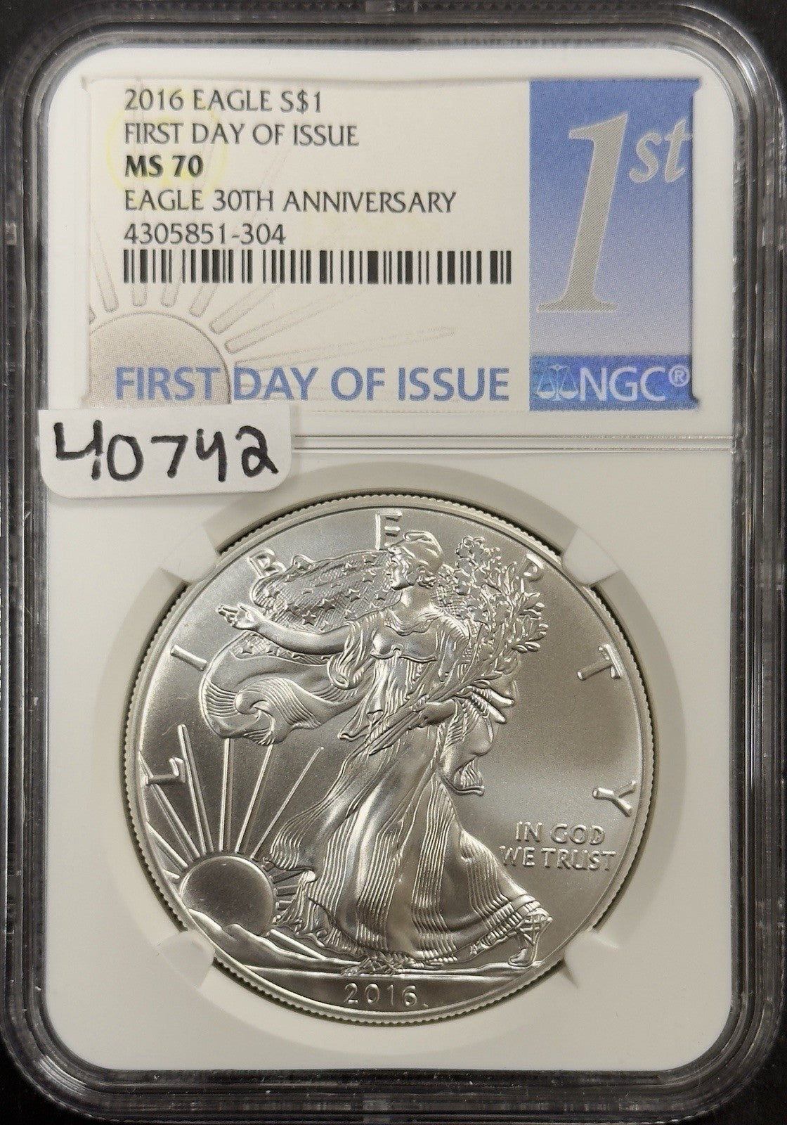 2016 Silver Eagle - NGC MS70 ( 40742 )