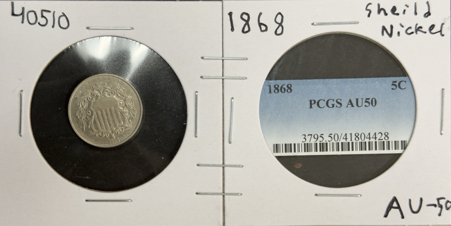 1868 Shield Nickel - Almost Uncirculated *Crackouts* ( 40510 )
