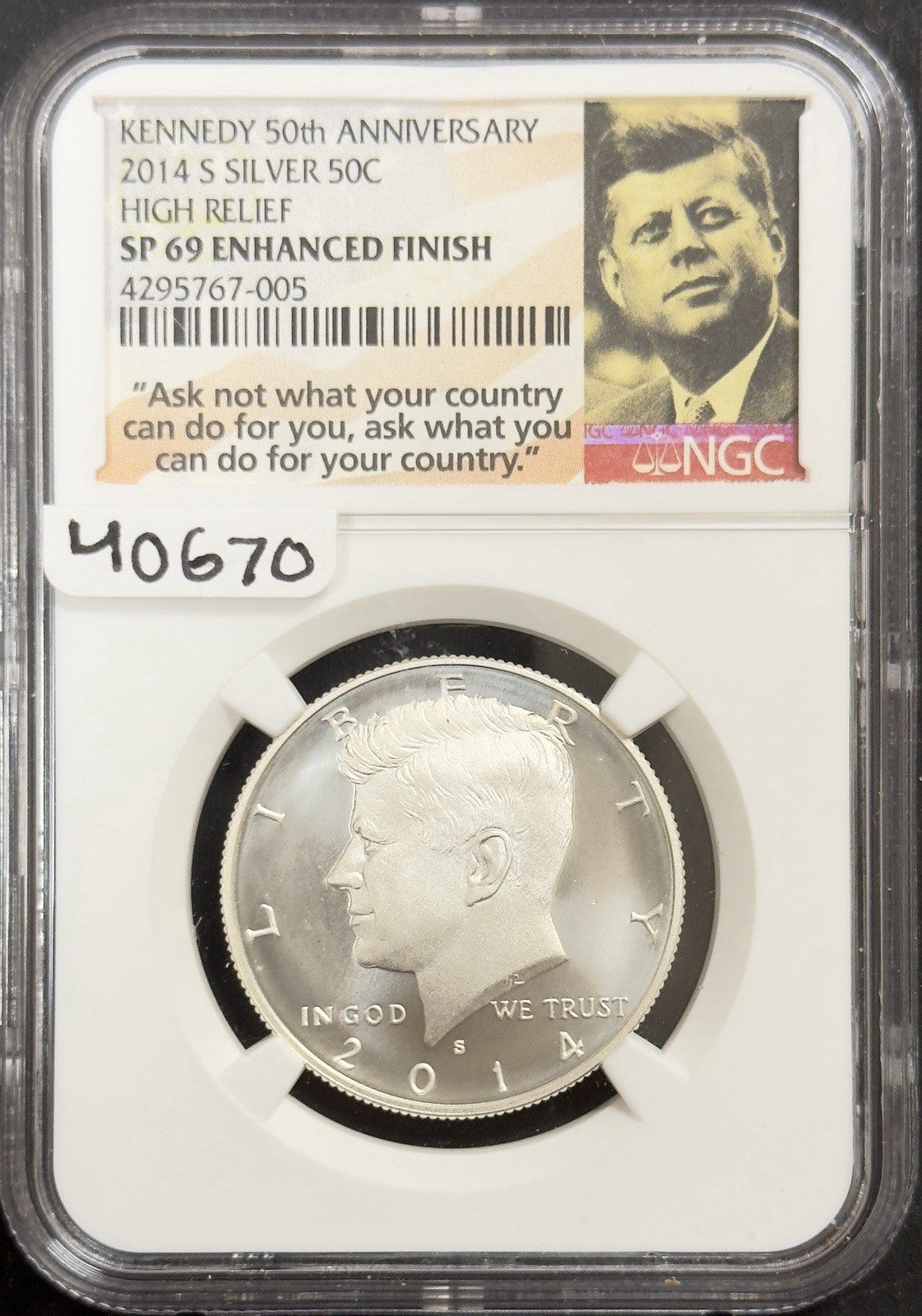 2014 S Kennedy Half Dollar 50th Anniversary - NGC SP69 Enhanced Finish ( 40670 )