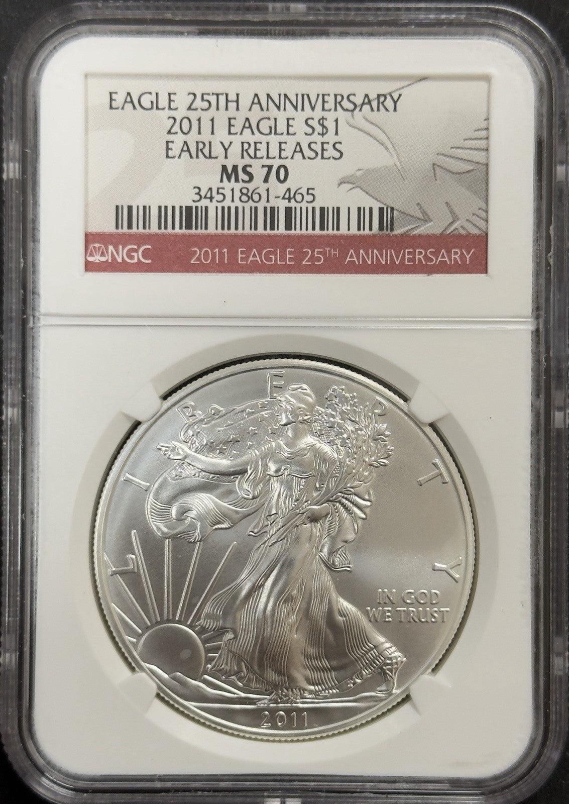 2011 Silver Eagle 25TH ANNIVERSARY - NGC MS70 ( 40637 )