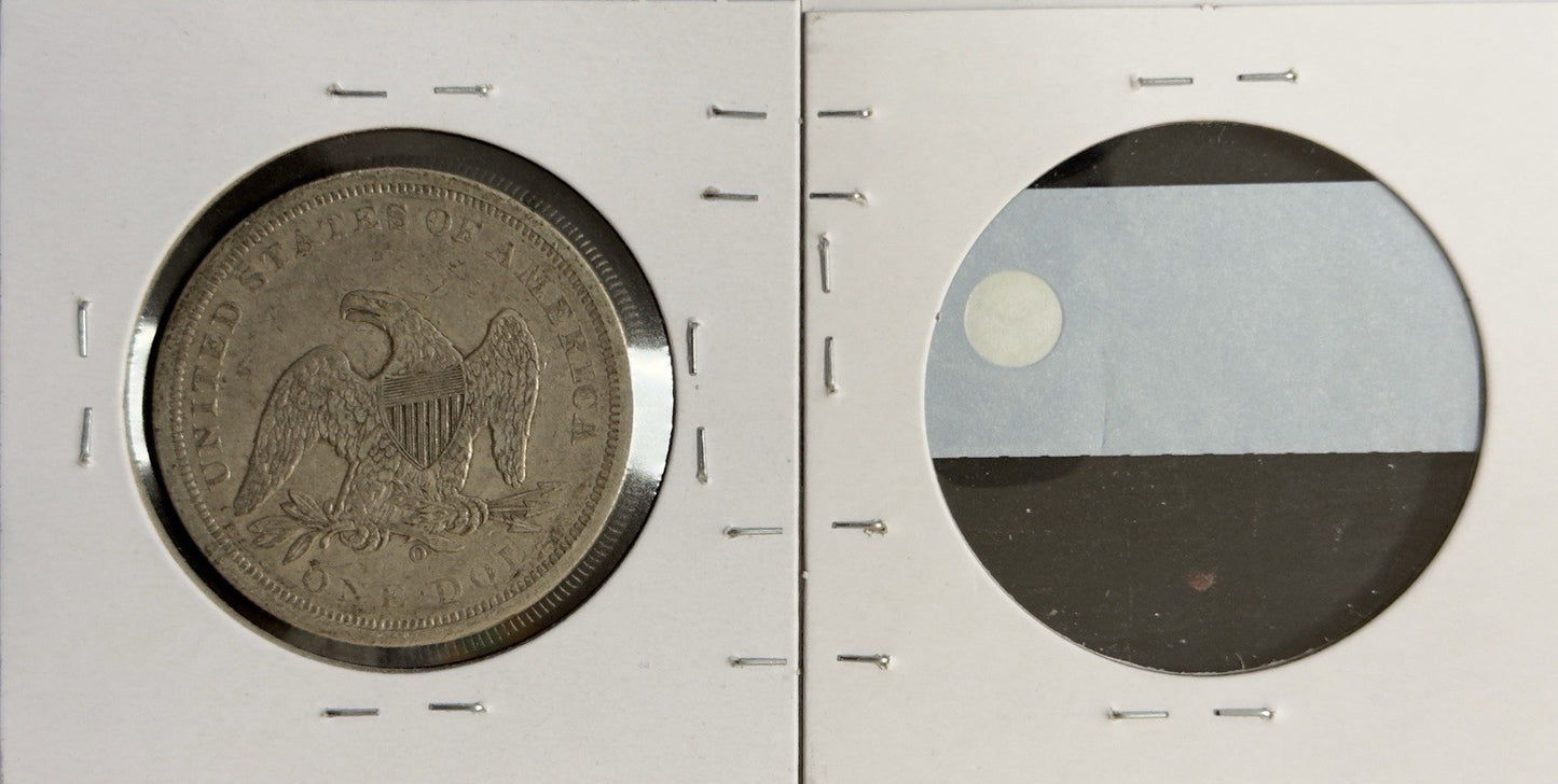 1860 O Seated Dollar - Extra Fine *Crackout* ( 40502 )