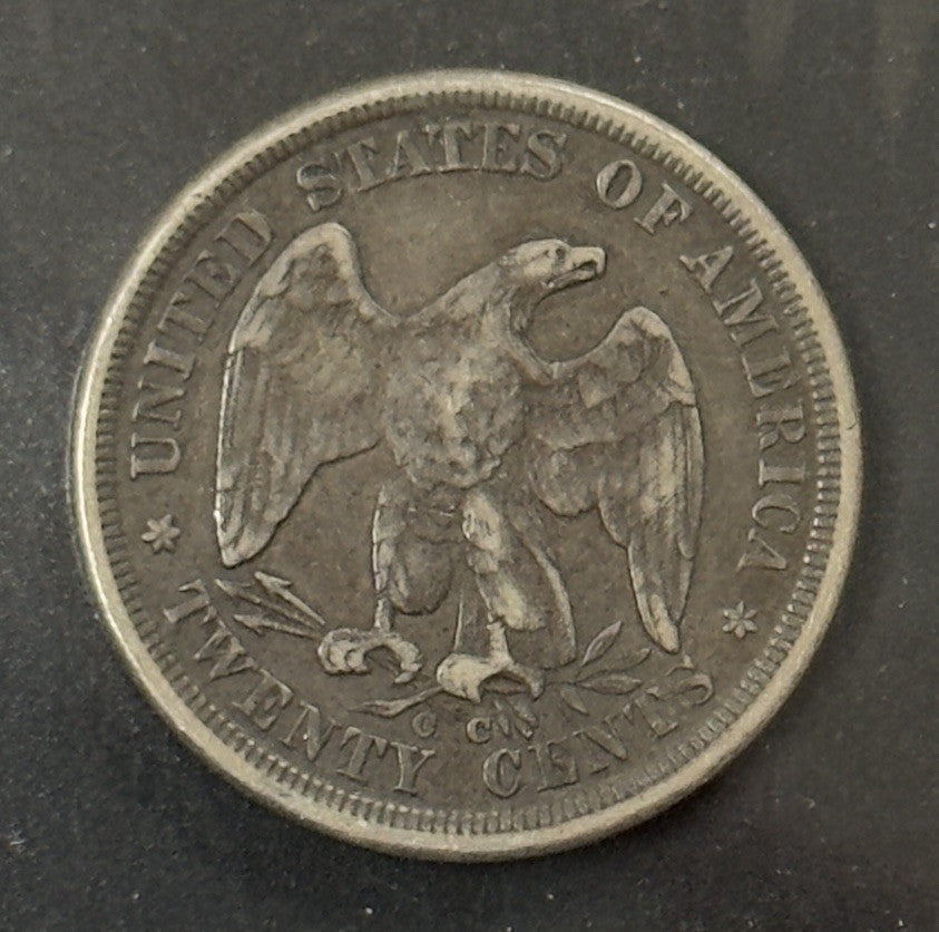 1875 CC Twenty Cent Piece - Very Fine *Crackout* ( 40476 )