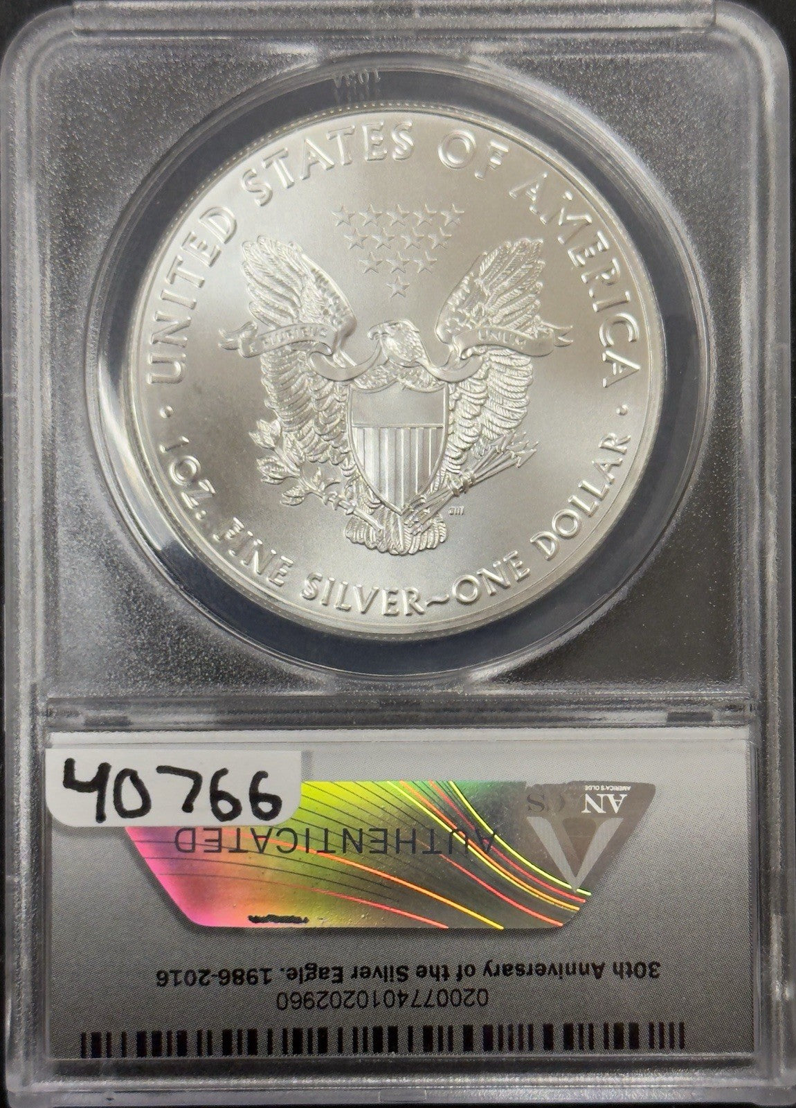 2016 (P) Silver Eagle - ANACS MS69 ( 40766 )