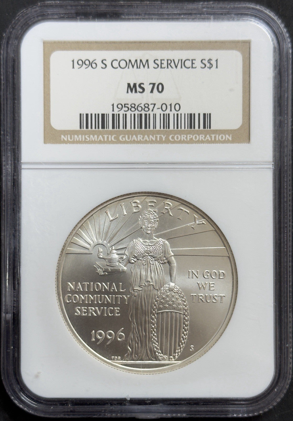 1996 S Community Service Silver Dollar - NGC MS70 ( 40615 )