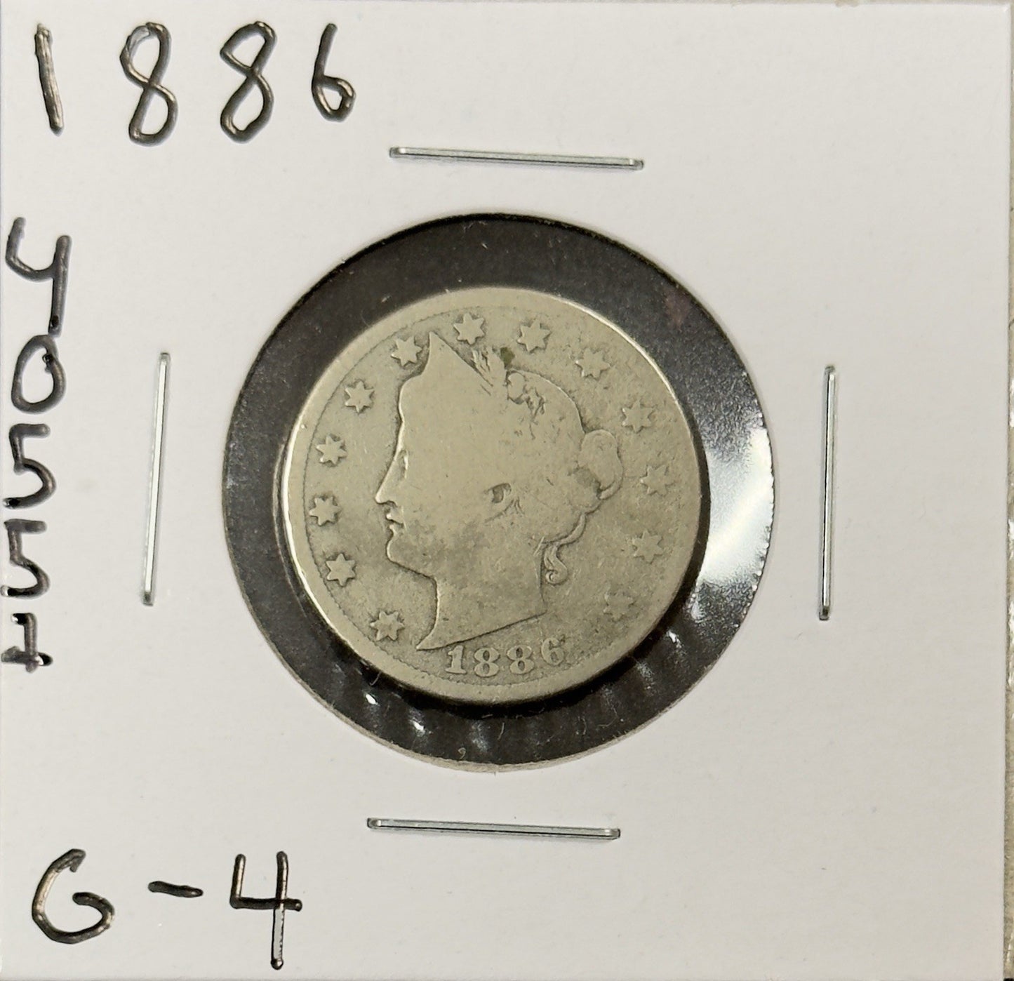 1886 V Nickel - Good ( 40551 )