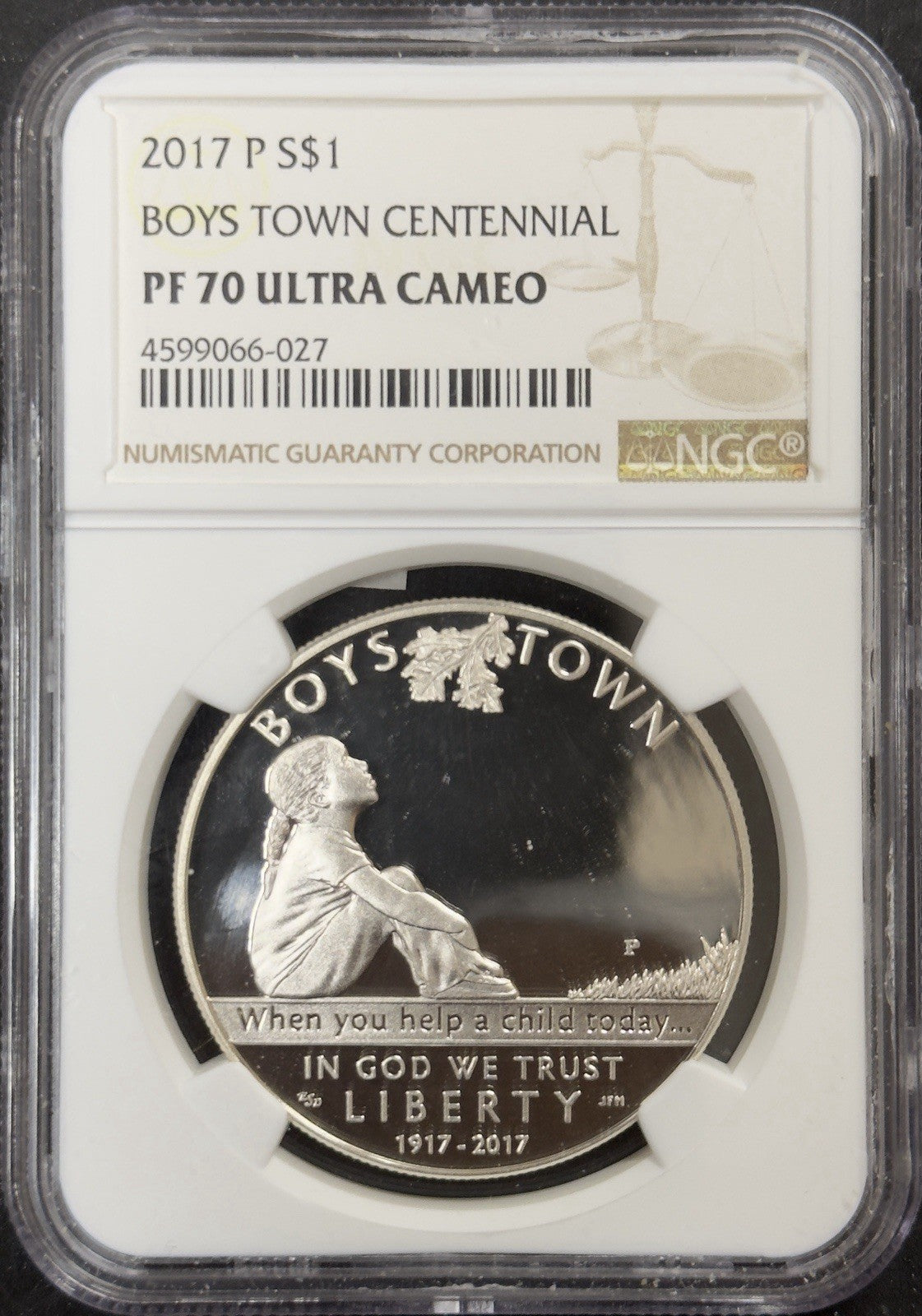2017 Boys Town Centennial Commeverative Dollar - NGC PF70 Ultra Cameo ( 40600 )