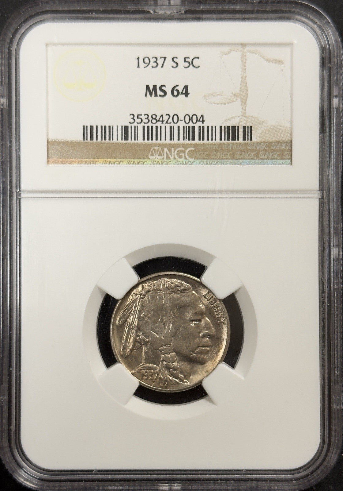 1937 S Buffalo Nickel - NGC MS64