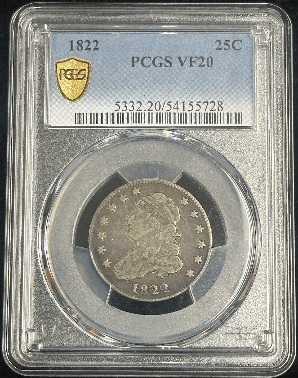 1822 Capped Bust Quarter Dollar PCGS VF20 - A6U6