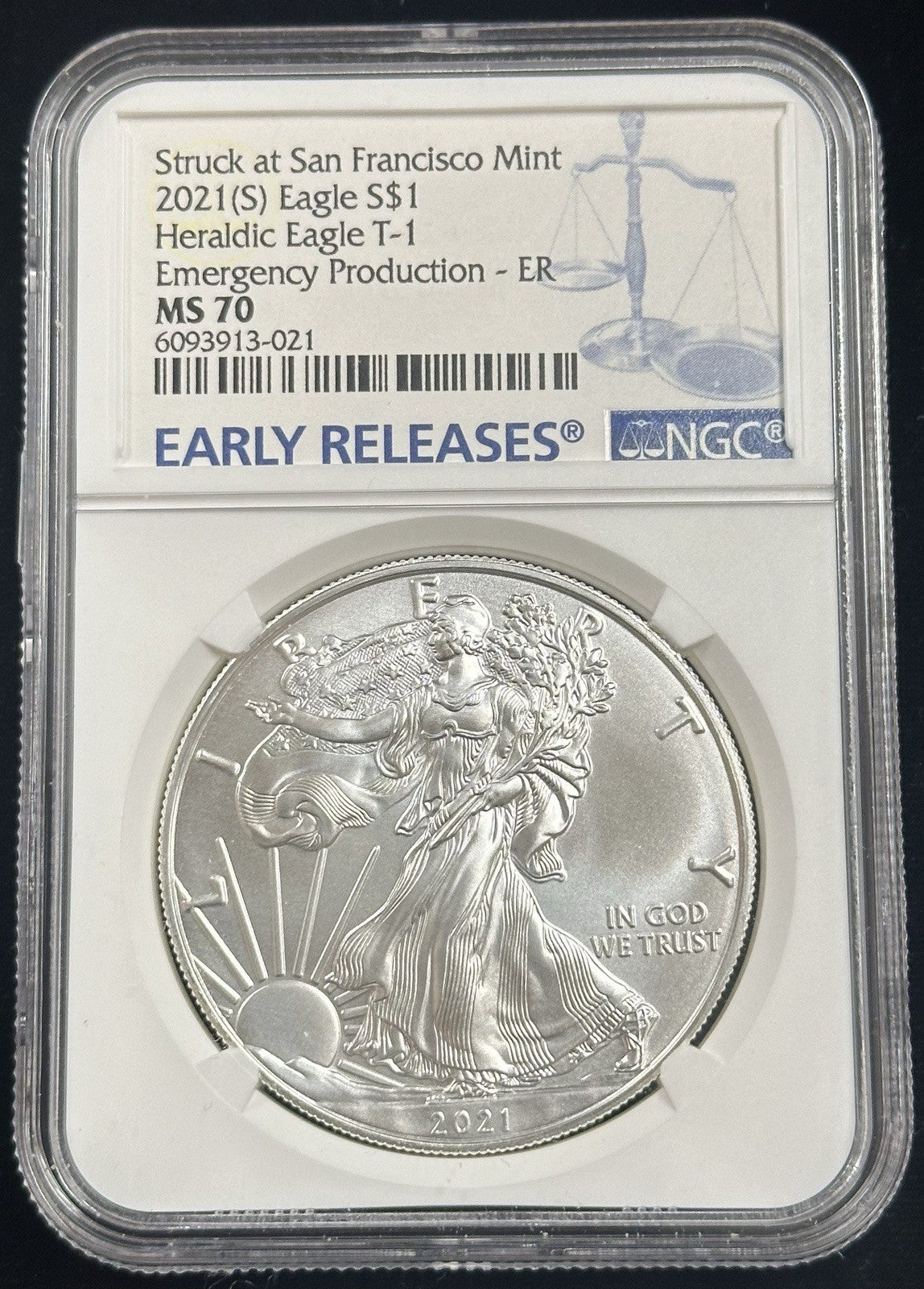2021 (S) Type 1 Silver Eagle NGC MS70 - JP48