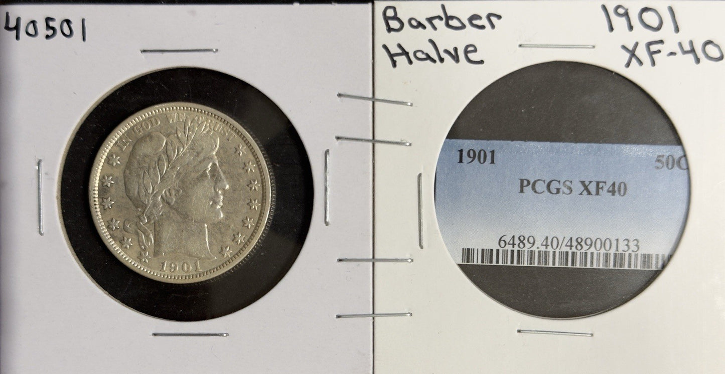 1901 Barber Half Dollar - Extra Fine *Crackout* ( 40501 )