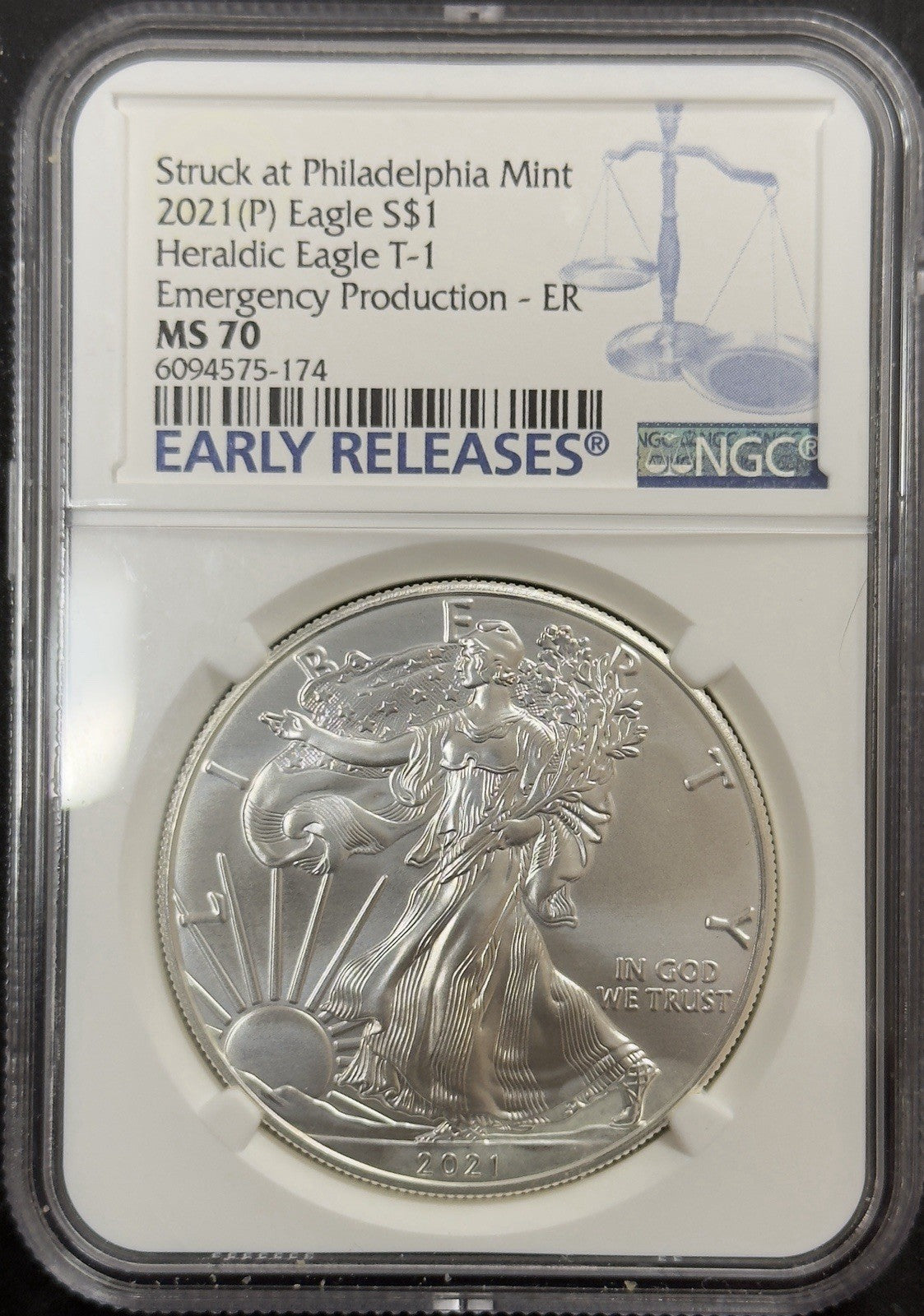 2021 (P) Silver Eagle - NGC MS70 ( 40632 )