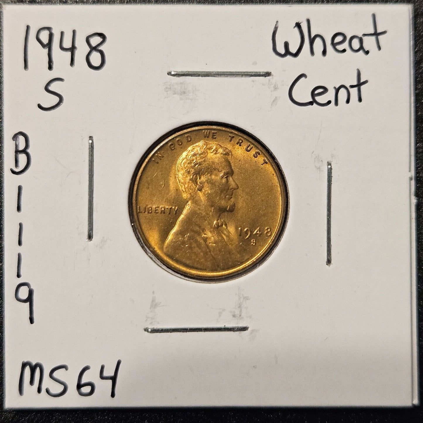 1948-S Lincoln Wheat Cent Ungraded Mint State B1119