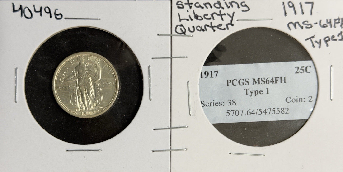 1917 Standing Liberty Quarter - Mint State FH Type 1 *Crackout* ( 40496 )