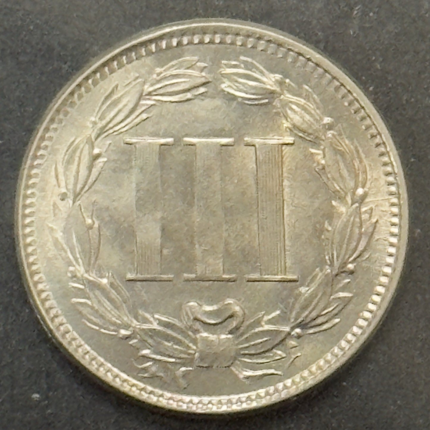 1865 3 Cent Nickel - Mint State *Crackout* ( 40489 )