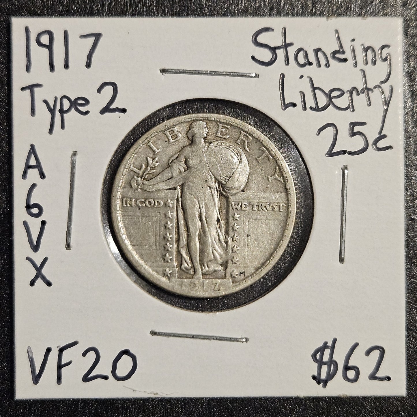 1917 Standing Liberty Quarter Type-2 Very Fine (A6VX)