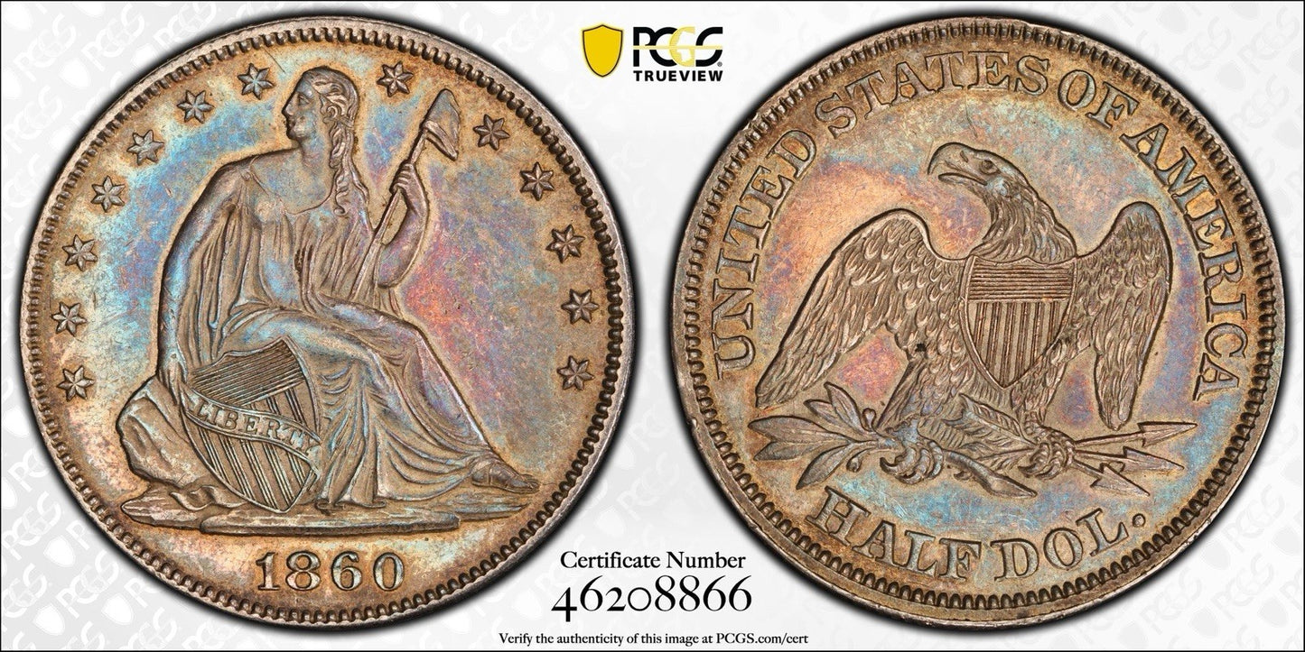 1860 Seated Half Dollar - Almost Uncirculated *Crackout* ( 40507 )