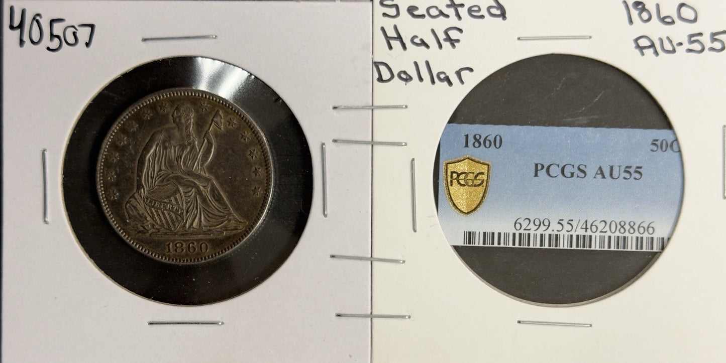 1860 Seated Half Dollar - Almost Uncirculated *Crackout* ( 40507 )