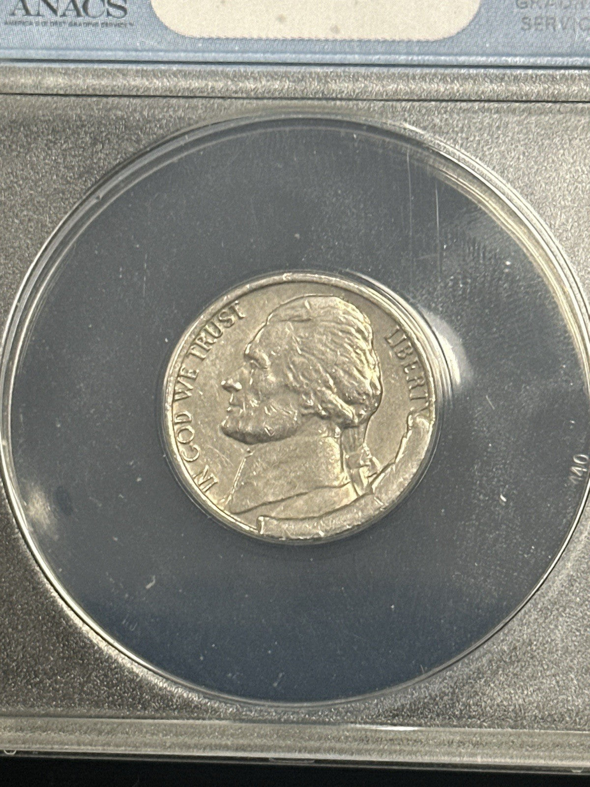 Jefferson Nickel ERROR Major Die Break ANACS AU50 - JP71
