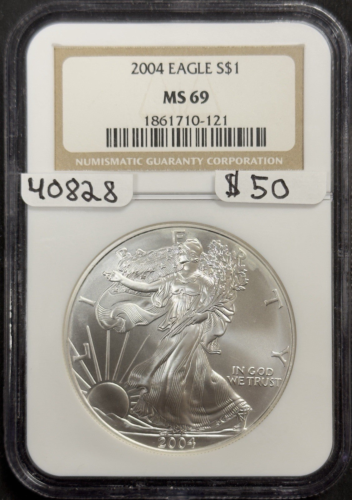 2004 Silver Eagle - NGC MS69 ( 40828 )