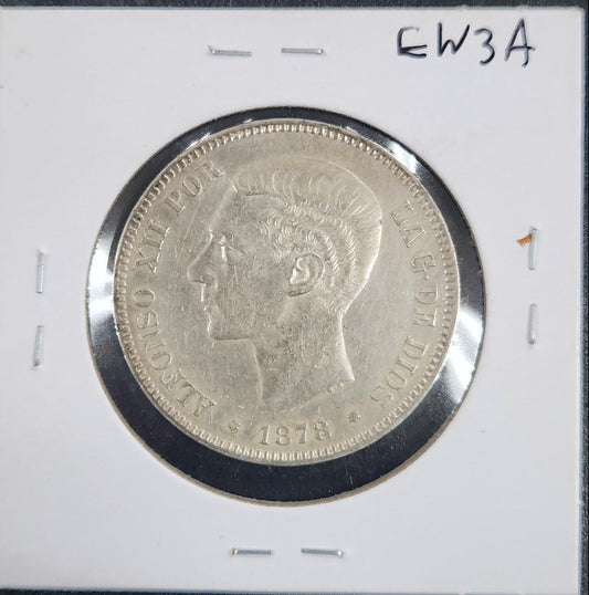 1878 Spain 5 Pesetas Km#676 EW3A — Reverse