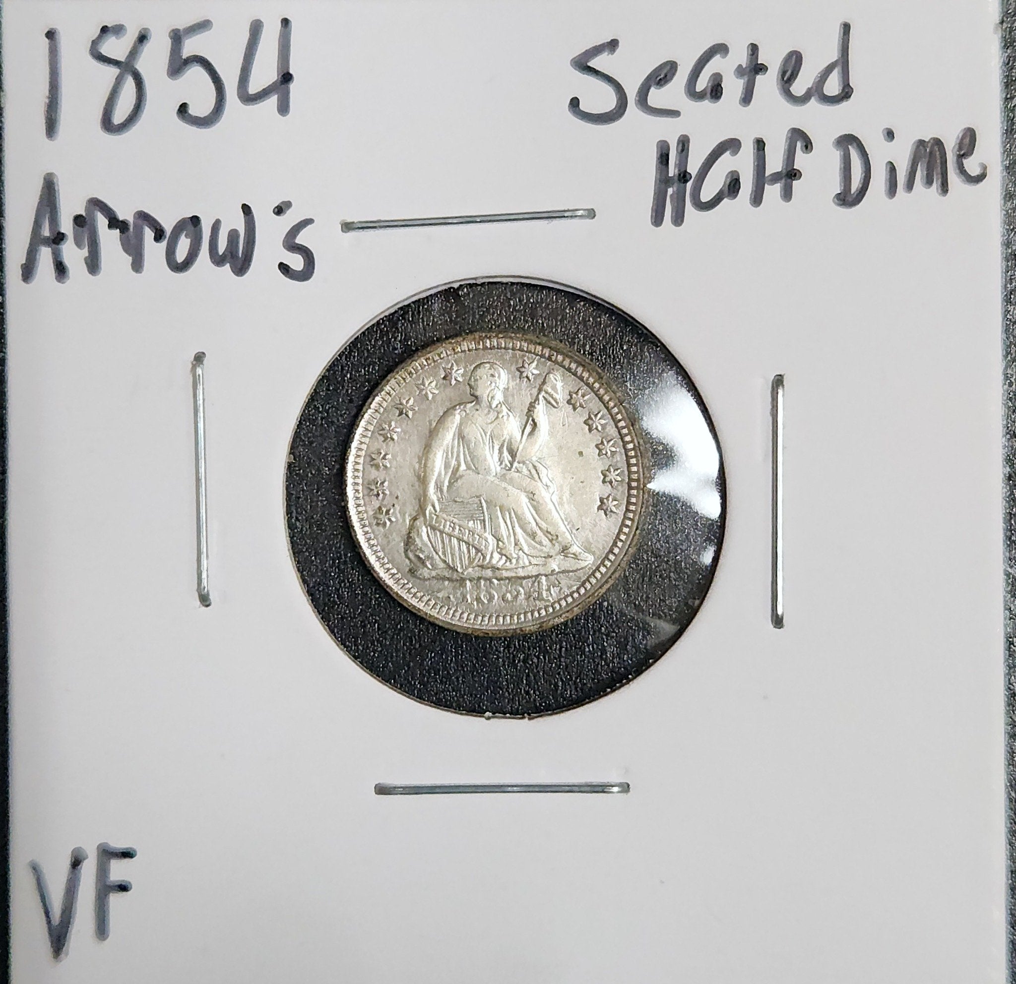 1854 Arrows Seated Liberty Half Dime VF | JP Ford Coin & Currency