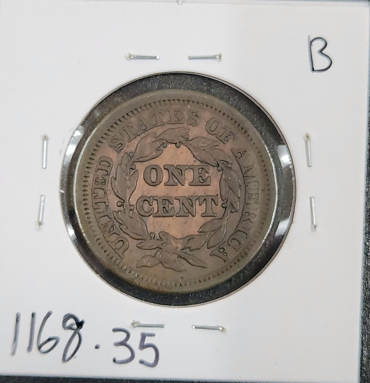 1853 Braided Hair Large Cent VF-35 1168.35-B — Reverse