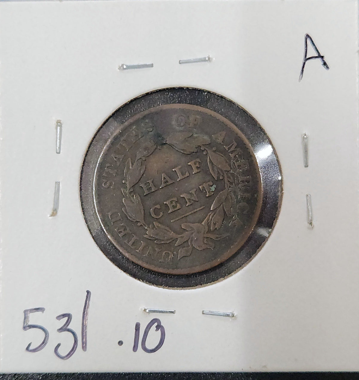 1828 Classic Head Half Cent VG-10 531.10-A — Reverse