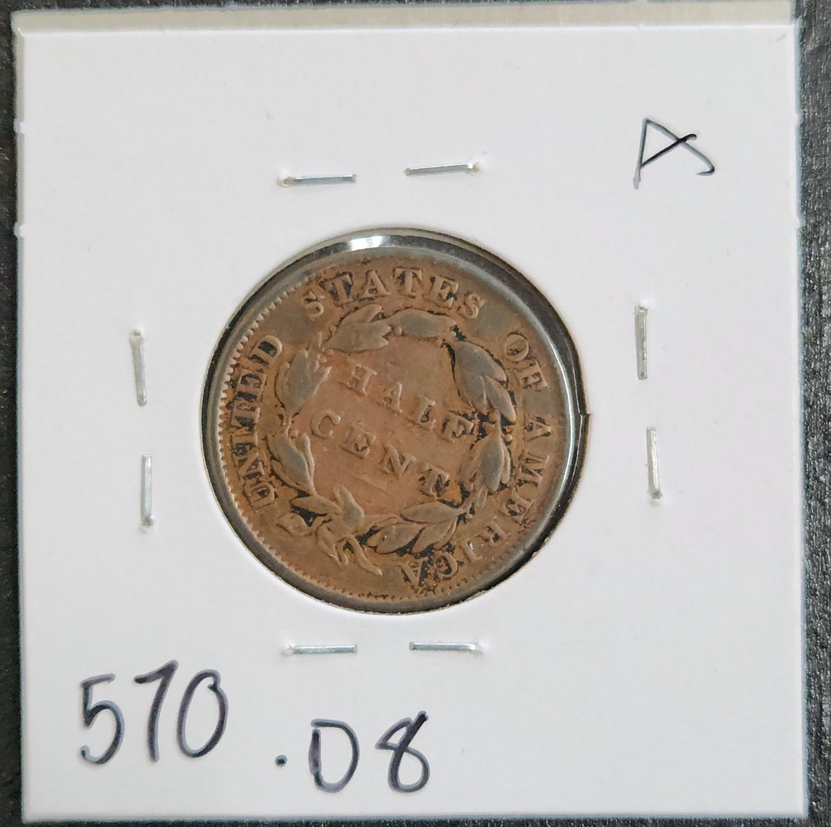 1835 Classic Head Half Cent VG 570.D8-A — Reverse