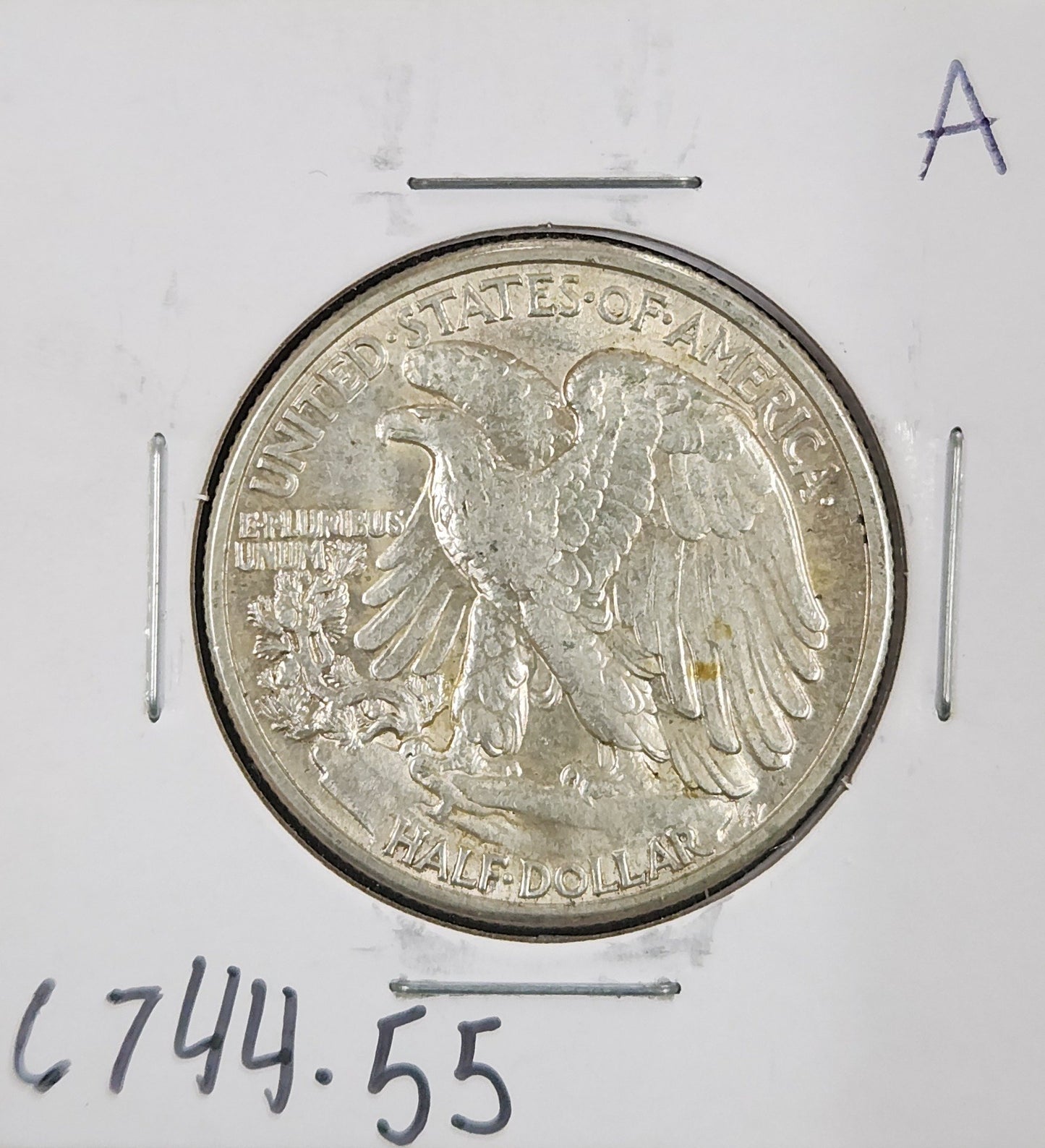 1942 Walking Liberty Half AU-55 — Reverse