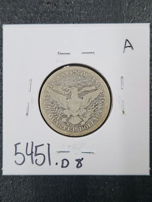 1910-D Barber Quarter VG 5451.D8-A — Reverse