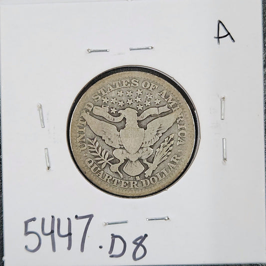 1908-S Barber Quarter VG 5447.D8-A — Reverse