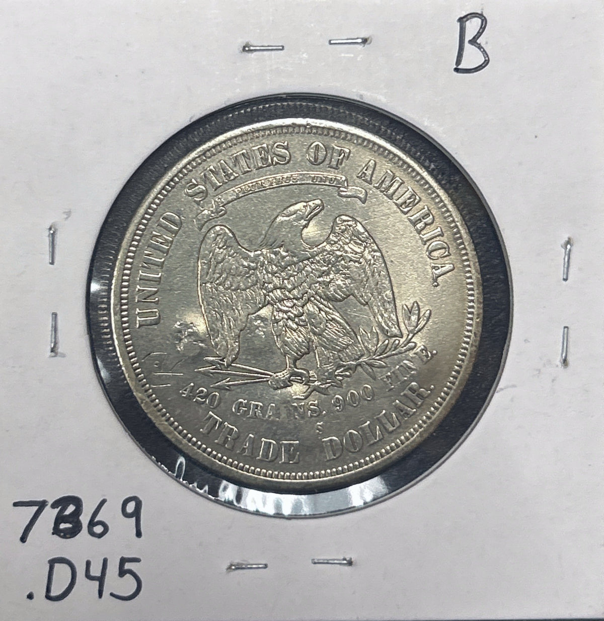 1875-S Trade Dollar XF (Chop Marks) 7369.D45-B — Reverse