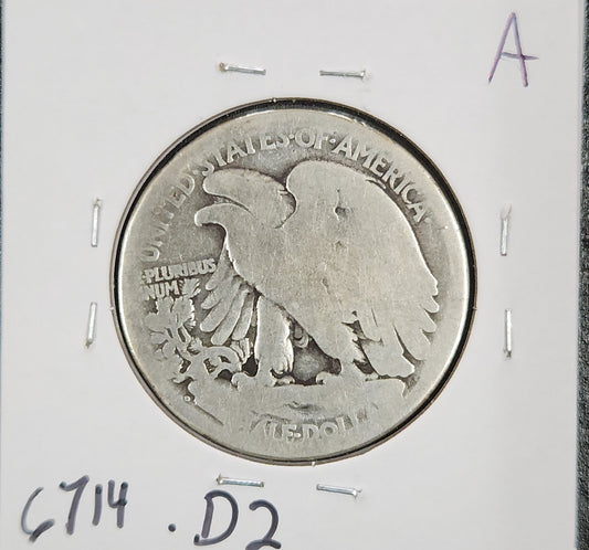 1917-D Rev MM Walking Liberty Half Fair — Reverse