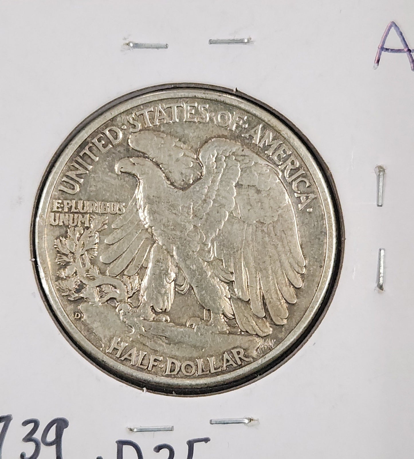 1938-D Walking Liberty Half VF — Reverse