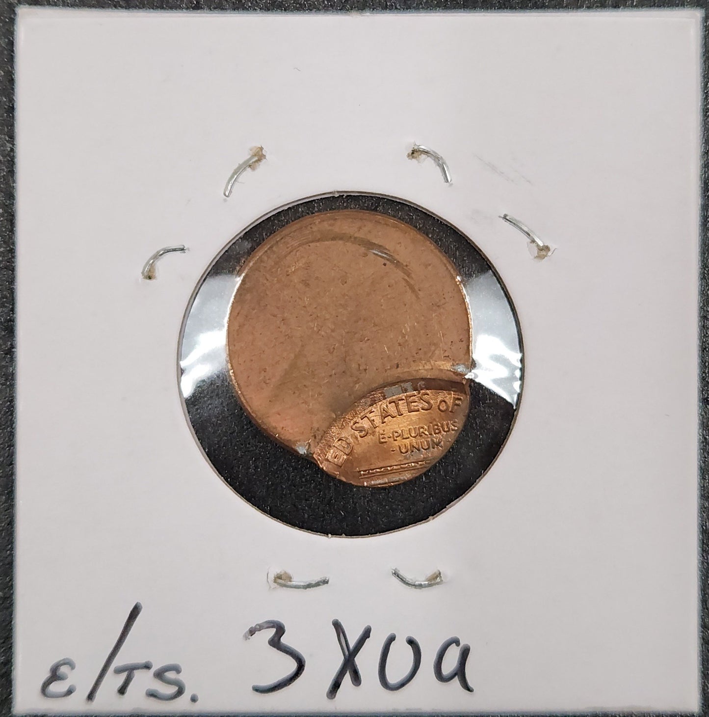 Lincoln Cent Off Center Mint Error 3XUA — Reverse
