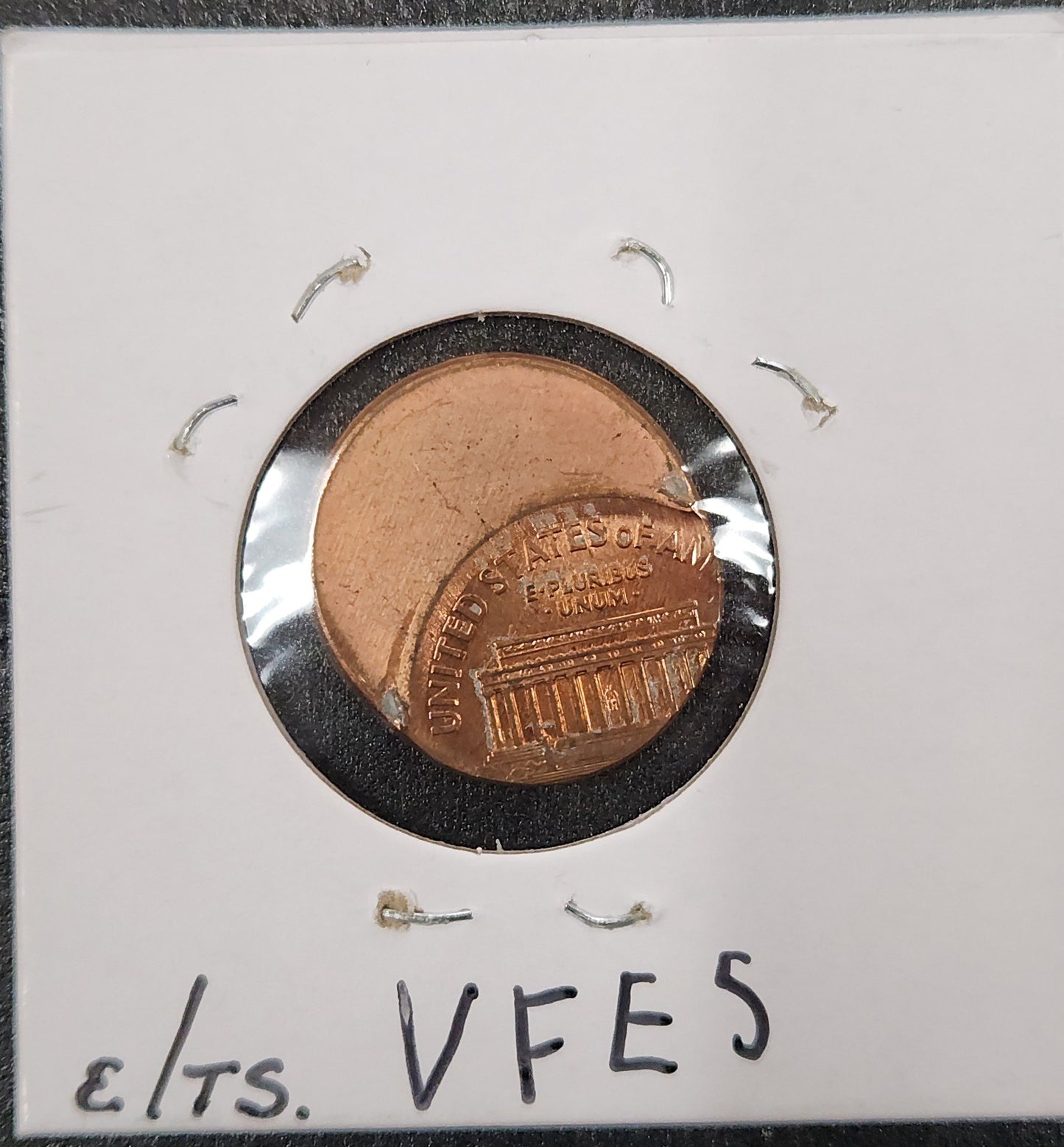 Lincoln Cent Off Center Mint Error VFE5 — Reverse