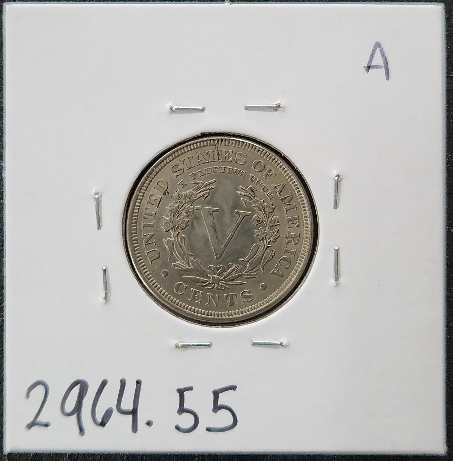 1899 V-Nickel AU-55 2964.55 — Reverse